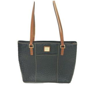 Dooney & Bourke Small Lexington Purse Black Ostrich Leather Shoulder Handbag